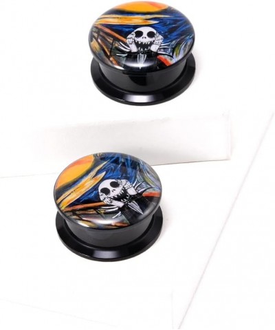 1 Pair Acrylic Solid Screw On Ear Plugs Tunnels Jack Skellington Scream Resin Allergy Free Stretche Nightmare Before Christma...