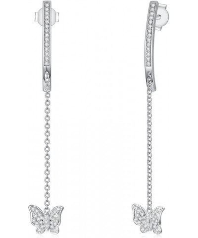 Moonstone Threader Earrings Long Chain Drop Earrings in 925 Sterling Silver D1-Silver-butterfly $18.54 Earrings