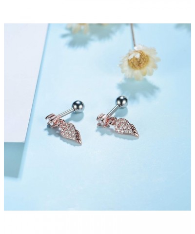 16g 18g Moon Star Butterfly Cross Heart Angel Wings Flower Hippocampus Dolphin Cubic Zirconia White Gold Plated Charm Straigh...