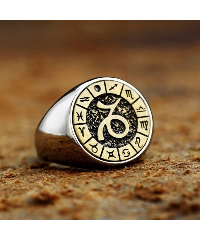 Unisex Stainless Steel Simple 12 Constellation Zodiac Signet Ring Horoscope Astrology Silver Gold Capricorn $8.79 Others