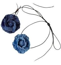 Black Velvet Big Rose flower Choker Collar Camellia Long Velvet Lace Necklace for Women Girls Bride Wedding Party Summer Neck...