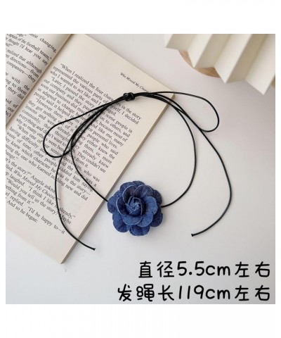 Black Velvet Big Rose flower Choker Collar Camellia Long Velvet Lace Necklace for Women Girls Bride Wedding Party Summer Neck...