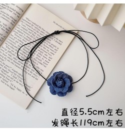 Black Velvet Big Rose flower Choker Collar Camellia Long Velvet Lace Necklace for Women Girls Bride Wedding Party Summer Neck...