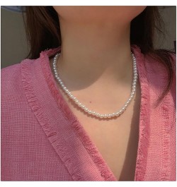 Pearl Choker Necklaces Vintage Round Pearl Pendant Necklace Fashion White Beads Cluster Jewelry Accessories White1 $5.71 Neck...