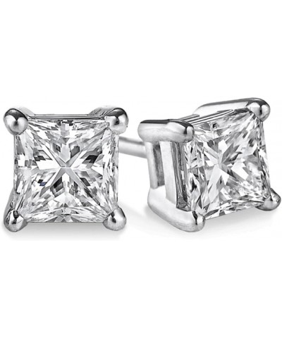 (IGI Certified 0.70ct &up) Princess cut Diamond stud 14K from 0.04ct to 2.00ct Clarity-I3-I4 White Gold 0.3 carats $25.15 Ear...