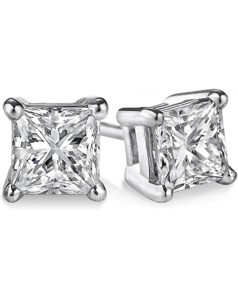 (IGI Certified 0.70ct &up) Princess cut Diamond stud 14K from 0.04ct to 2.00ct Clarity-I3-I4 White Gold 0.3 carats $25.15 Ear...