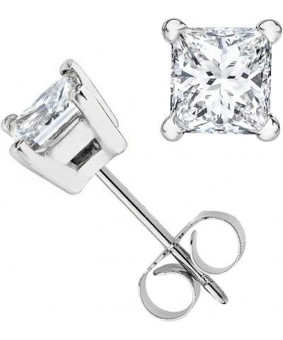 (IGI Certified 0.70ct &up) Princess cut Diamond stud 14K from 0.04ct to 2.00ct Clarity-I3-I4 White Gold 0.3 carats $25.15 Ear...