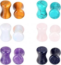 Stone Ear Plugs Gauges Set Double Flared Tunnels Expander Stretchers Saddle Earrings Flesh Ear Piercing Jewelry Multicolor 3M...