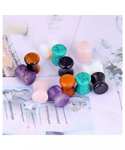 Stone Ear Plugs Gauges Set Double Flared Tunnels Expander Stretchers Saddle Earrings Flesh Ear Piercing Jewelry Multicolor 3M...