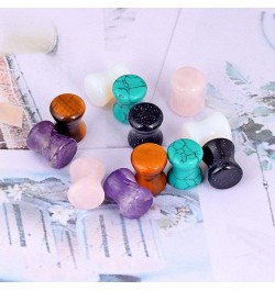 Stone Ear Plugs Gauges Set Double Flared Tunnels Expander Stretchers Saddle Earrings Flesh Ear Piercing Jewelry Multicolor 3M...