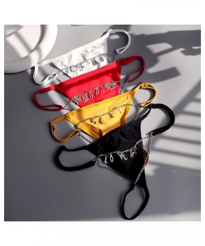 Custom Name Waist Chain Thong for Women, Personalized Letter Golden Silver Chain Body Jewelry Panties One Size Red $10.79 Bod...