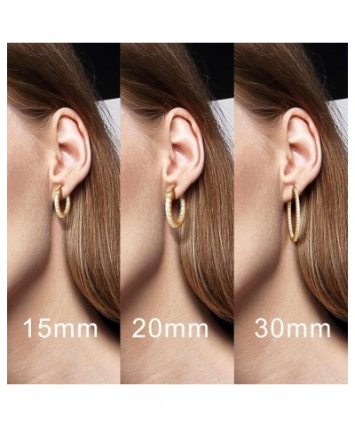 14K Gold Hoop Earrings for Women with Dual-sided Cubic Zirconia 14K Gold Earrings for Women Diamond Hoop Earrings for Women S...