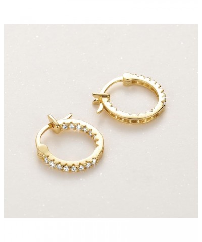 14K Gold Hoop Earrings for Women with Dual-sided Cubic Zirconia 14K Gold Earrings for Women Diamond Hoop Earrings for Women S...