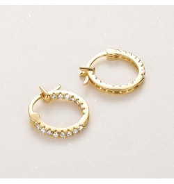 14K Gold Hoop Earrings for Women with Dual-sided Cubic Zirconia 14K Gold Earrings for Women Diamond Hoop Earrings for Women S...