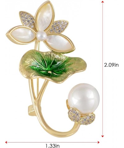 Elegant Cherry Blossom Flower Plant Brooch Lapel Pin Shell Pearl Leaf Brooches Pins For Birthday, Party, New Year Green lotus...