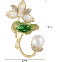 Elegant Cherry Blossom Flower Plant Brooch Lapel Pin Shell Pearl Leaf Brooches Pins For Birthday, Party, New Year Green lotus...