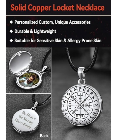 Locket Necklace for Men Women, Sterling Silver/Copper That Hold Pictures Personalized Round Picture Lockets Memorial Jewelry ...