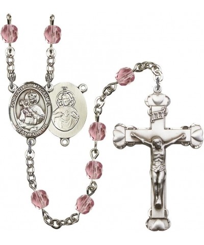 Our Lady of Mount Carmel Silver-Plated Rosary - Every Birth Month Color and More June Light Purple, Large Crucifix $66.87 Nec...