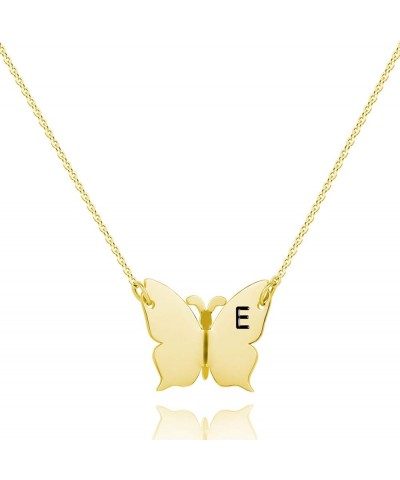 Butterfly Initial Necklace for women Letter Pendant Necklaces for girls color silver and gold E-Butterfly Gold $8.09 Necklaces