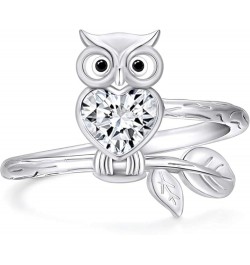 Created Heart Shape White Diamond 925 Sterling Silver 14K Gold Finish Engagement Wedding Night Owl Promise Ring For Women Whi...