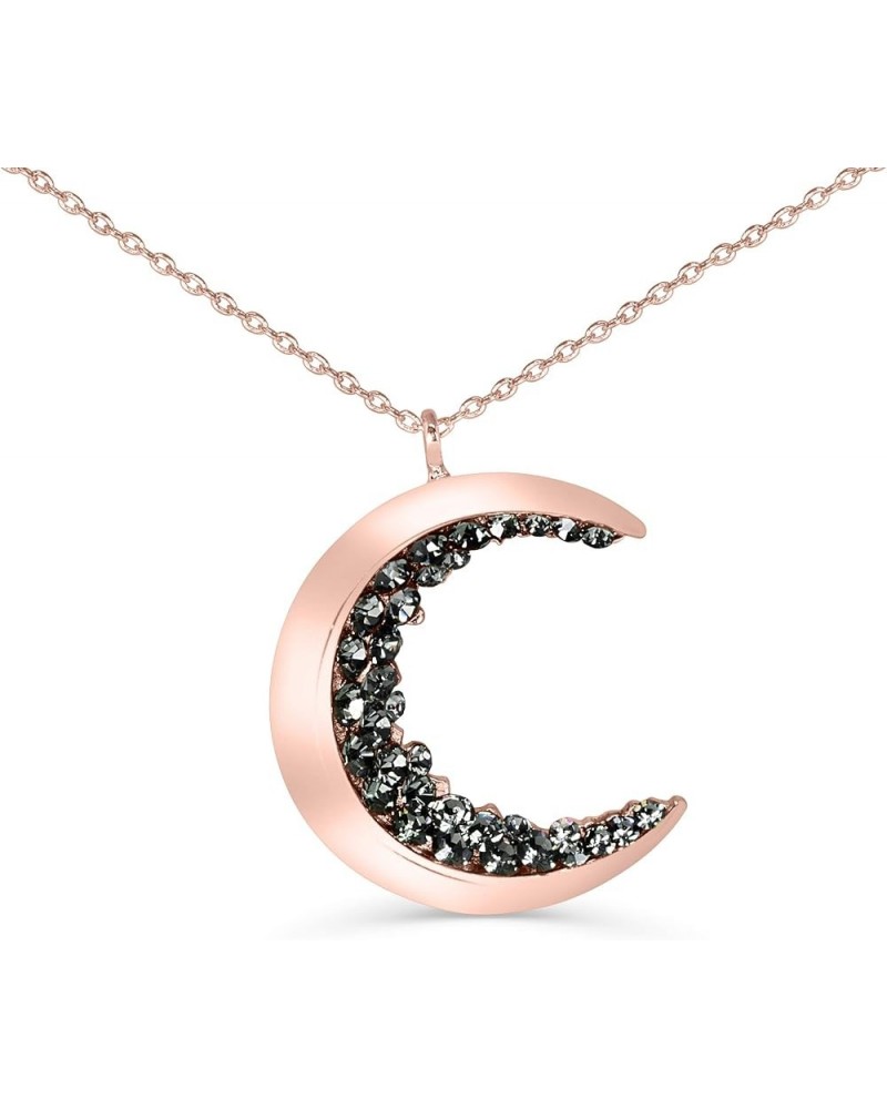 Black Cz Gypsy Planet Half Crescent Sailor Luna Moon Pendant Charm Chain Necklace Rosegold Big Moon 18 inch $11.76 Necklaces