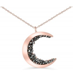 Black Cz Gypsy Planet Half Crescent Sailor Luna Moon Pendant Charm Chain Necklace Rosegold Big Moon 18 inch $11.76 Necklaces