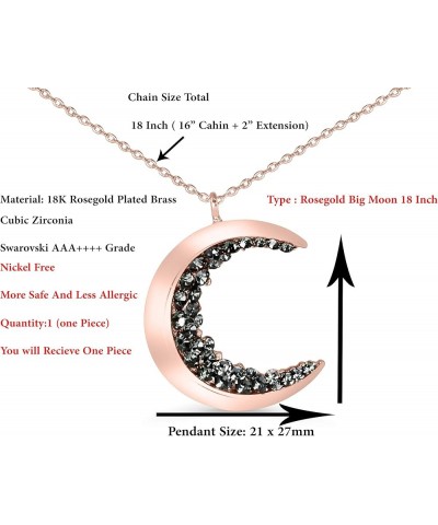 Black Cz Gypsy Planet Half Crescent Sailor Luna Moon Pendant Charm Chain Necklace Rosegold Big Moon 18 inch $11.76 Necklaces