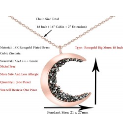 Black Cz Gypsy Planet Half Crescent Sailor Luna Moon Pendant Charm Chain Necklace Rosegold Big Moon 18 inch $11.76 Necklaces