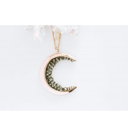 Black Cz Gypsy Planet Half Crescent Sailor Luna Moon Pendant Charm Chain Necklace Rosegold Big Moon 18 inch $11.76 Necklaces