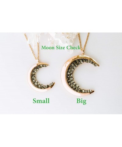 Black Cz Gypsy Planet Half Crescent Sailor Luna Moon Pendant Charm Chain Necklace Rosegold Big Moon 18 inch $11.76 Necklaces