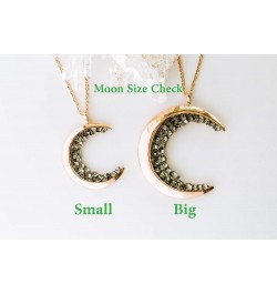 Black Cz Gypsy Planet Half Crescent Sailor Luna Moon Pendant Charm Chain Necklace Rosegold Big Moon 18 inch $11.76 Necklaces