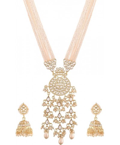 18k Gold Plated Indian Wedding Bollywood Kundan Pearl Studded Long Necklace Set For Women (ML295-98) Style 2 $14.40 Jewelry Sets