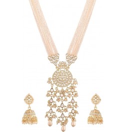 18k Gold Plated Indian Wedding Bollywood Kundan Pearl Studded Long Necklace Set For Women (ML295-98) Style 2 $14.40 Jewelry Sets