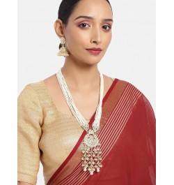 18k Gold Plated Indian Wedding Bollywood Kundan Pearl Studded Long Necklace Set For Women (ML295-98) Style 2 $14.40 Jewelry Sets