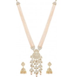 18k Gold Plated Indian Wedding Bollywood Kundan Pearl Studded Long Necklace Set For Women (ML295-98) Style 2 $14.40 Jewelry Sets