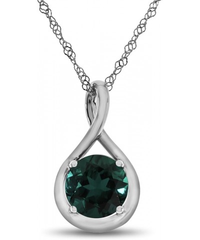 Sterling Silver 7mm Round Center Stone Twist Pendant Necklace Created Emerald Sterling Silver $24.00 Necklaces