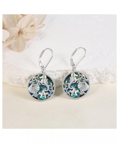 925 Sterling Silver Ocean Earrings, Abalone Shell Earrings for Women, Cute Seahorse Starfish Shell Earrings $17.48 Earrings