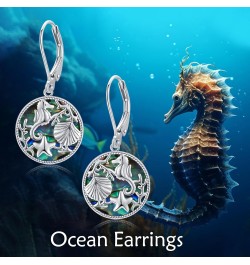 925 Sterling Silver Ocean Earrings, Abalone Shell Earrings for Women, Cute Seahorse Starfish Shell Earrings $17.48 Earrings