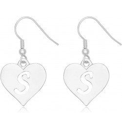 Heart Shaped Single Initial Alphabet Letters Personalized Charms Dangle Earrings S rhodium-plated-brass $10.36 Earrings