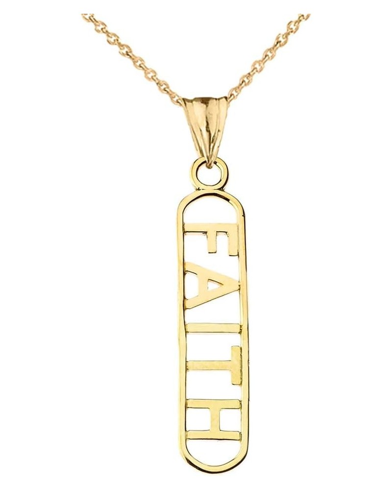 Fine 14k Yellow Gold Faith Pendant Necklace 16.0 Inches $70.39 Necklaces