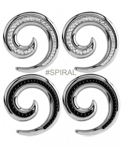 Bling cubic zirconia CZ Crystal Jewelred Surgical Steel Spiral Ear Plugs 6g (4mm) to 3/4" (20mm) (1 Pair) 00g - 10mm , Round ...