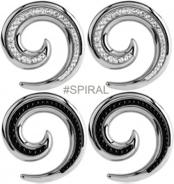 Bling cubic zirconia CZ Crystal Jewelred Surgical Steel Spiral Ear Plugs 6g (4mm) to 3/4" (20mm) (1 Pair) 00g - 10mm , Round ...