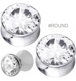 Bling cubic zirconia CZ Crystal Jewelred Surgical Steel Spiral Ear Plugs 6g (4mm) to 3/4" (20mm) (1 Pair) 00g - 10mm , Round ...