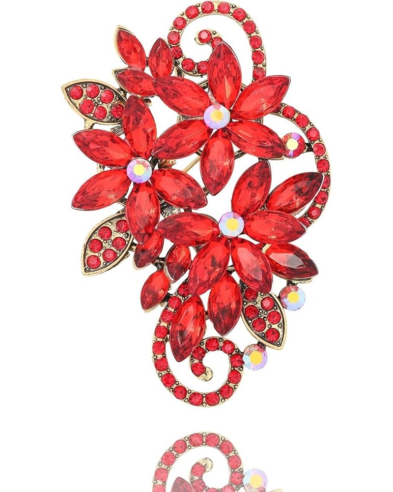 Flower Brooch Rhinestone Large Pins for Women Big Crystal Brooches Jewelry Wedding Gift Red $8.54 Brooches & Pins