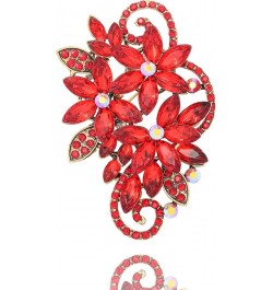 Flower Brooch Rhinestone Large Pins for Women Big Crystal Brooches Jewelry Wedding Gift Red $8.54 Brooches & Pins