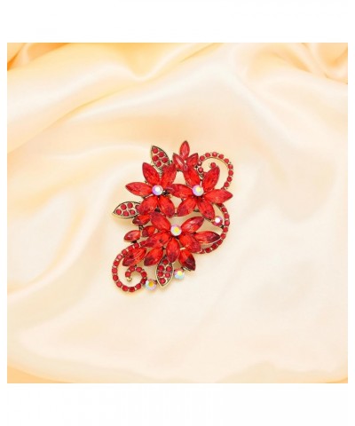 Flower Brooch Rhinestone Large Pins for Women Big Crystal Brooches Jewelry Wedding Gift Red $8.54 Brooches & Pins