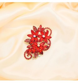 Flower Brooch Rhinestone Large Pins for Women Big Crystal Brooches Jewelry Wedding Gift Red $8.54 Brooches & Pins