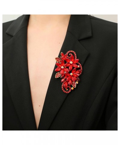 Flower Brooch Rhinestone Large Pins for Women Big Crystal Brooches Jewelry Wedding Gift Red $8.54 Brooches & Pins