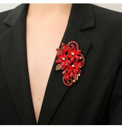 Flower Brooch Rhinestone Large Pins for Women Big Crystal Brooches Jewelry Wedding Gift Red $8.54 Brooches & Pins