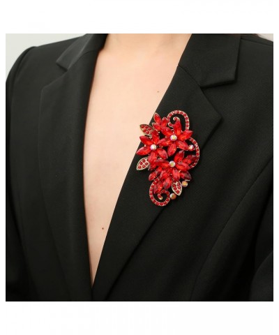 Flower Brooch Rhinestone Large Pins for Women Big Crystal Brooches Jewelry Wedding Gift Red $8.54 Brooches & Pins